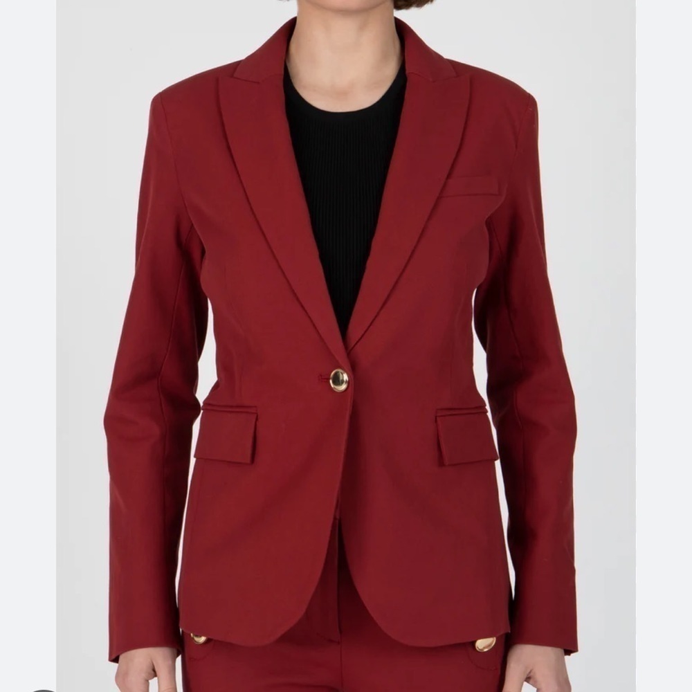 Derek Lam 10 Crosby Allie Single Breasted Blazer in Maroon